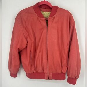 Strewa vintage salmon pink soft leather Bomber Jacket